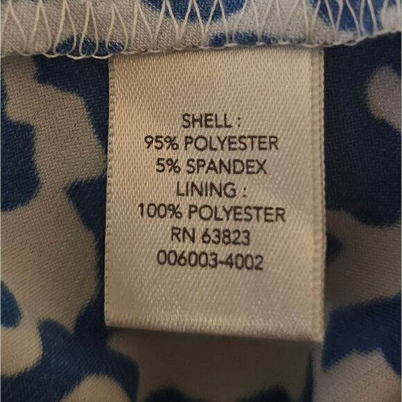 CHRISTOPHER & BANKS Blue White Printed Midi Ruched Waist Dress - Size XL - Picture 12 of 12